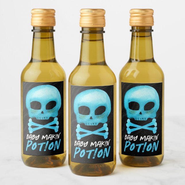 Blue Baby Makin' Potion Halloween Baby Shower  Wine Label (Bottles)