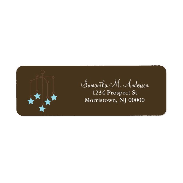 Blue Baby Mobile Return Address Label (Front)