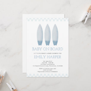 Blue Baby on Board Baby Shower Invitation