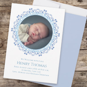 Blue Baby Photo Cute Floral Custom