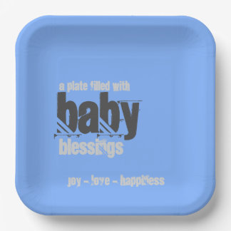 BLUE BABY PLATE of BLESSINGS - Square 