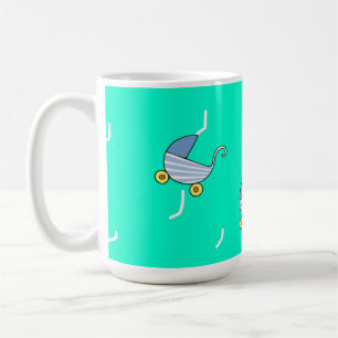 Blue baby pram coffee mug