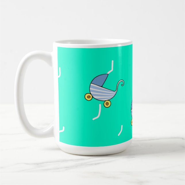 Blue baby pram coffee mug (Left)
