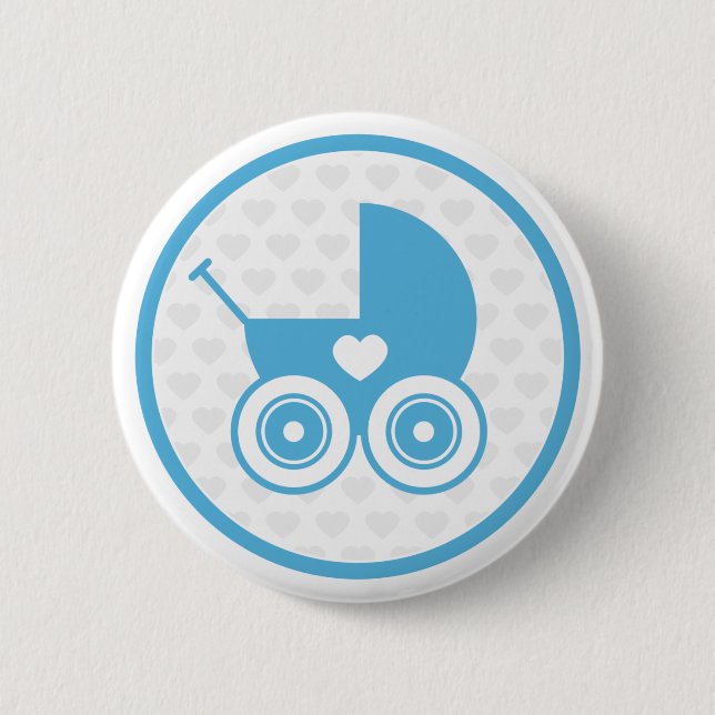 Blue Baby Pram Icon Button Badge (Front)