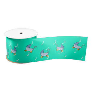Blue baby pram satin ribbon
