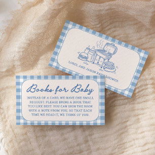 Blue Baby Q BBQ Baby Shower Books For Baby Enclosure Card