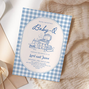 Blue Baby Q BBQ Cookout Couples Baby Shower Invitation