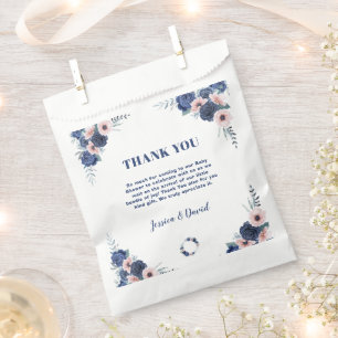 Blue Baby-Q Floral Rose Pastel BBQ Baby Shower Favour Bag