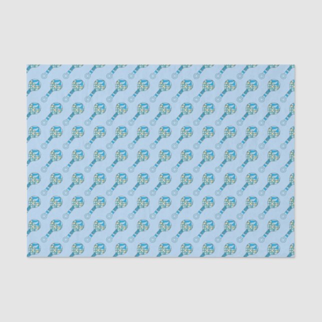 Blue Baby Rattle Pattern Tissue Paper (Front)
