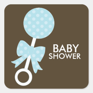 Blue Baby Rattle Square Sticker
