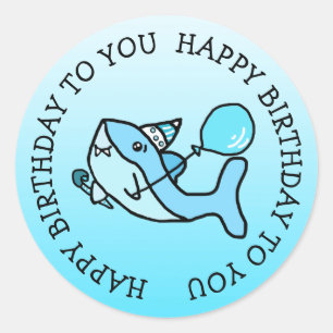 Blue Baby Shark Boy's Birthday Party Classic Round Sticker