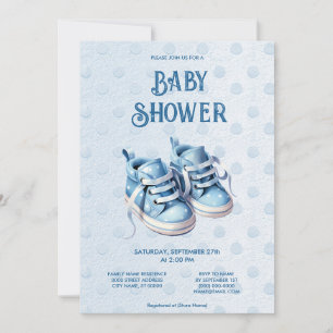 Blue Baby Shoes Baby Shower Invitation