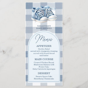Blue Baby Shoes Gingham Boy Booties Baby Shower Menu