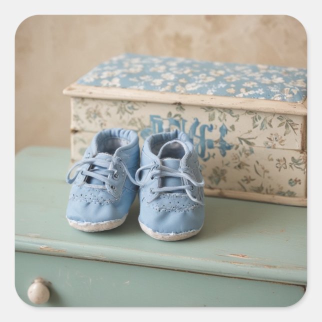 Blue Baby Shoes Square Sticker (Front)