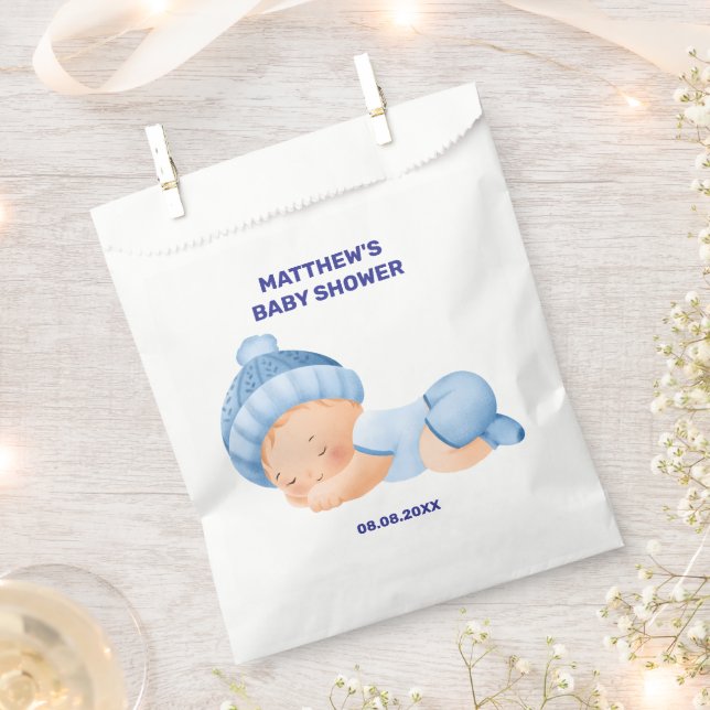 Blue Baby Shower, Baby Boy Shower Favour Bag (Clipped)