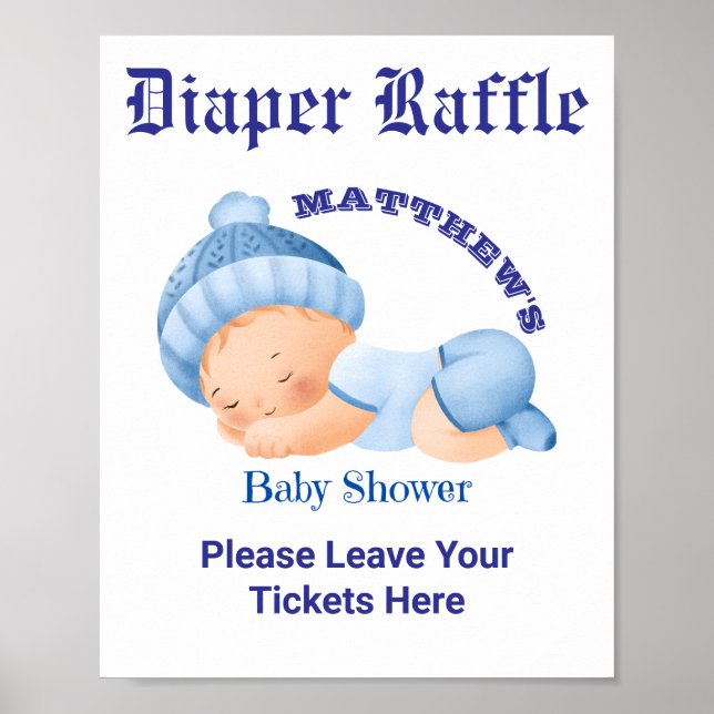 Blue Baby Shower, Baby Boy Shower Party Game Poster (Front)