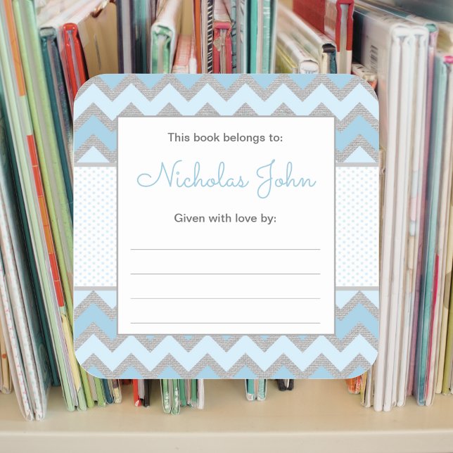 Blue baby shower bookplate sticker (Creator Uploaded)