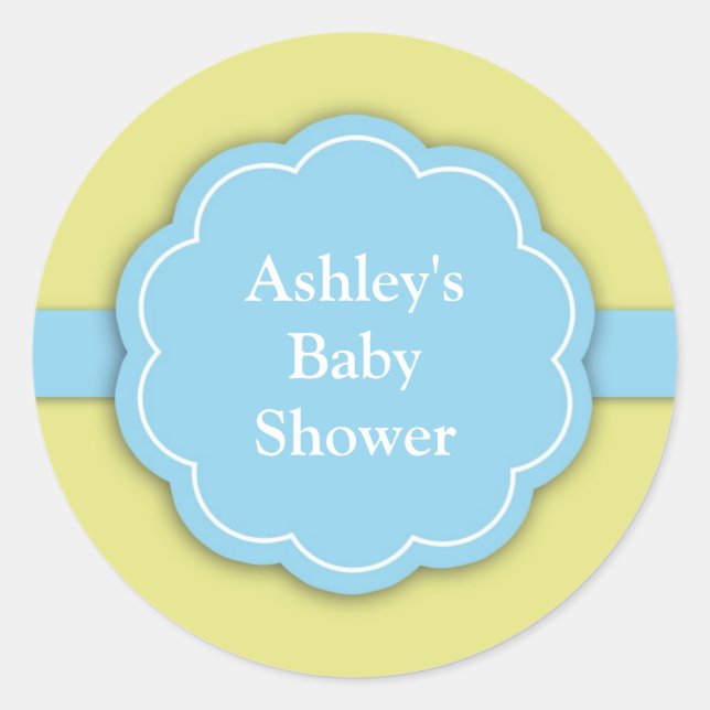 Blue Baby Shower Boy Sticker (Front)