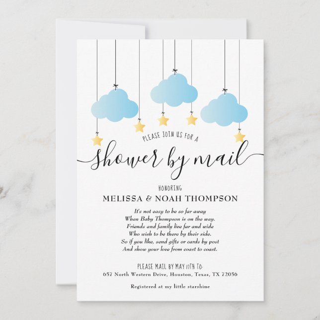 Blue Baby Shower By Mail Long Distance Sprinkle Invitation (Front)