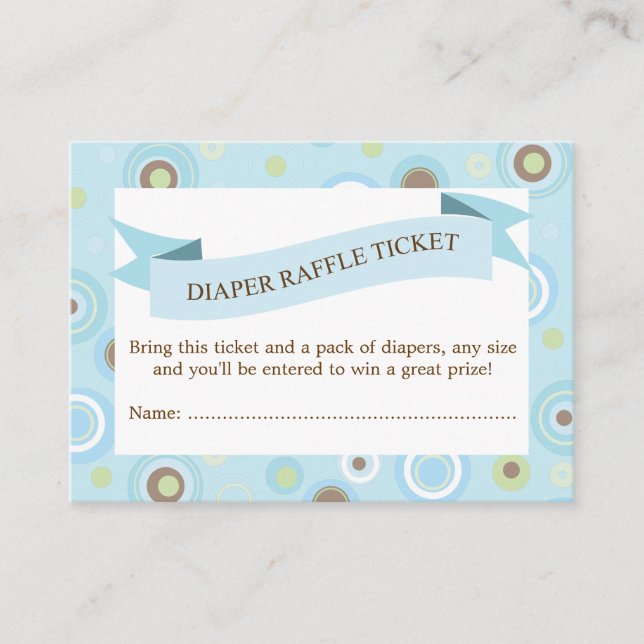 Blue Baby Shower Diaper Raffle Ticket Insert (Front)