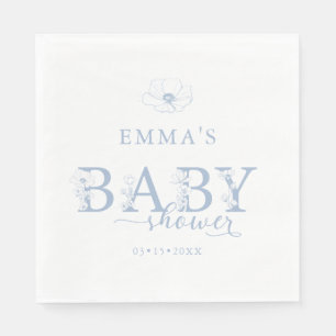 Blue Baby Shower   Elegant Wildflower Floral Napkin