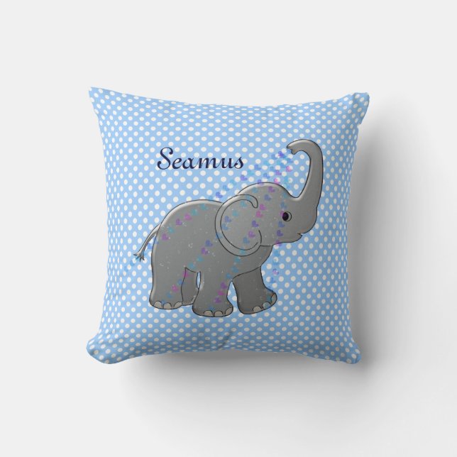 blue baby shower elephant cushion (Front)