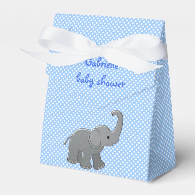 blue baby shower elephant favour box (Front Side)