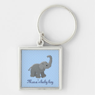 blue baby shower elephant key ring