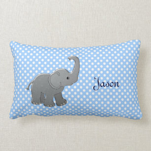 blue baby shower elephant lumbar cushion