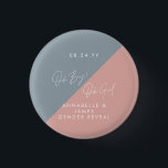 blue baby shower gender reveal 3 cm round badge<br><div class="desc">pink blue baby shower gender reveal</div>