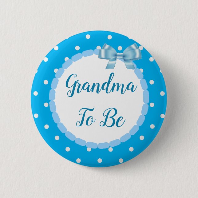 Blue Baby Shower Grandma To Be 6 Cm Round Badge (Front)