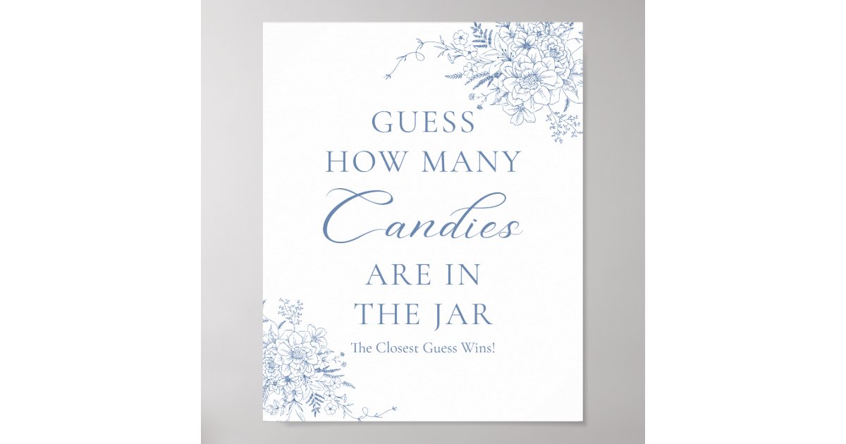 Blue Baby Shower Guess How Many Candies Poster | Zazzle