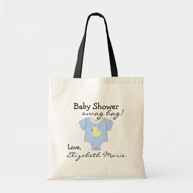 Blue Baby Shower Guest Favour Tote Bag (Front)