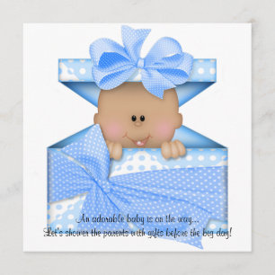 Blue Baby Shower Invitation African American