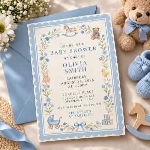 Blue baby shower invitation template