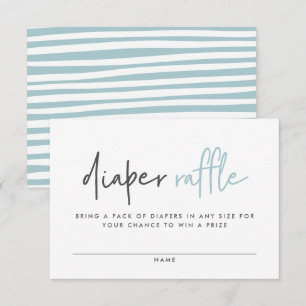 Blue baby shower modern typography diaper raffle enclosure card