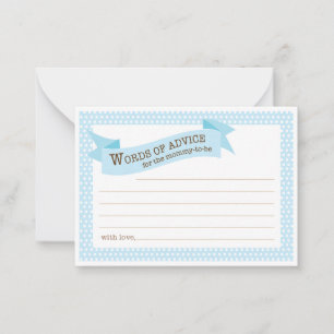 Blue Baby Shower Mummy Advice Card