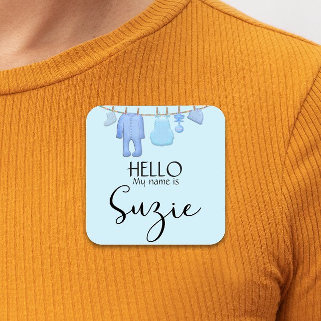 Blue Baby Shower Name Tag  (Creator Uploaded)
