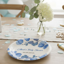 Blue Baby Shower paper plate – Custom Name & Event