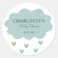 Blue Baby Shower Rain Cloud Sticker