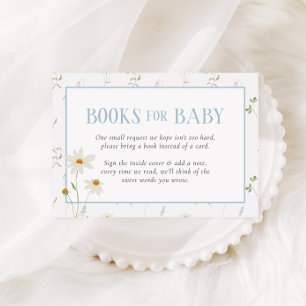 Blue Baby Shower Spring Floral Bow Diaper Raffle Enclosure Card