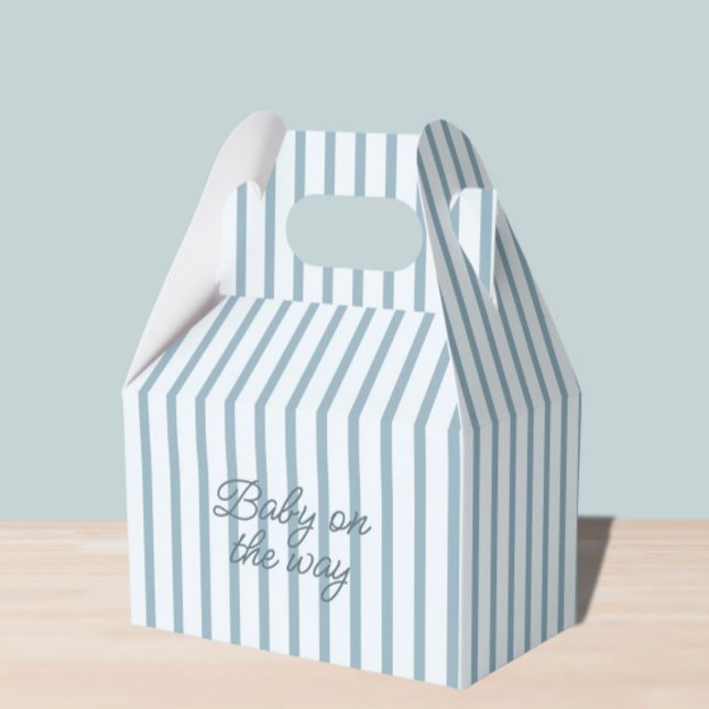 Blue Baby Shower Stripped  Favour Box (Creator Uploaded)