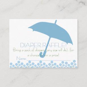 Blue Baby Shower Umbrella Diaper Raffle Tickets Enclosure Card