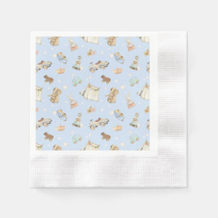 Blue Baby Shower Vintage Toys Coin Cocktail Napkin