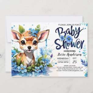 Blue Baby Shower with Woodland Adventure for Boy Invitation
