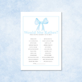 Blue Baby Shower Would She Rather Game – Printable Custom Letterhead