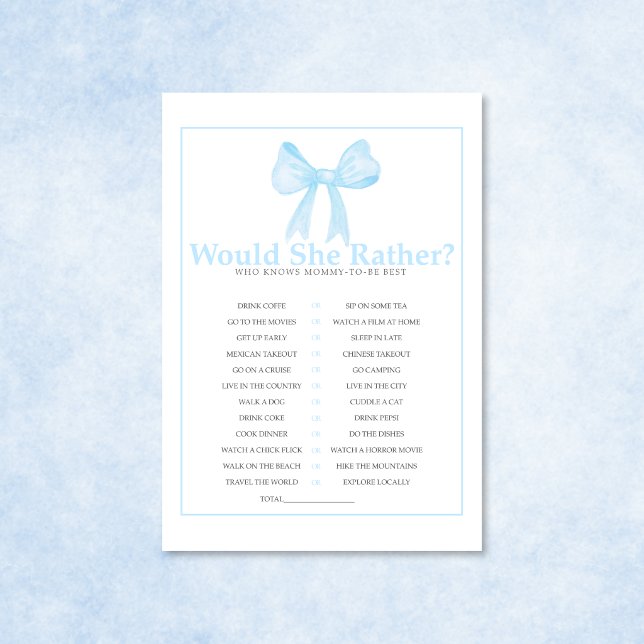 Blue Baby Shower Would She Rather Game – Printable Custom Letterhead (Creator Uploaded)