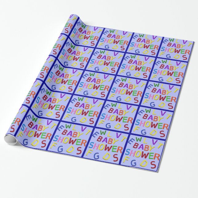 Blue Baby Shower Wrapping Paper (Unrolled)