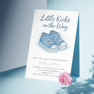 Blue Baby Sneakers Baby Shower  Invitation