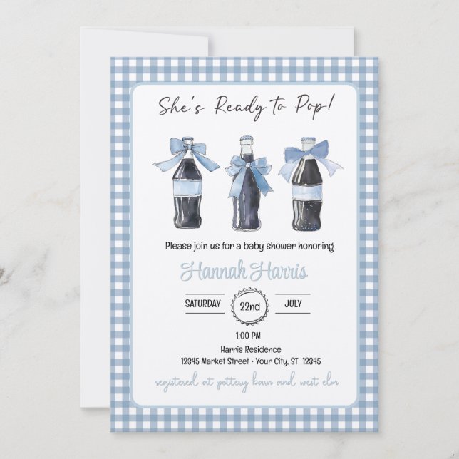 Blue Baby Soda Ready to POP Baby Shower  Invitation (Front)